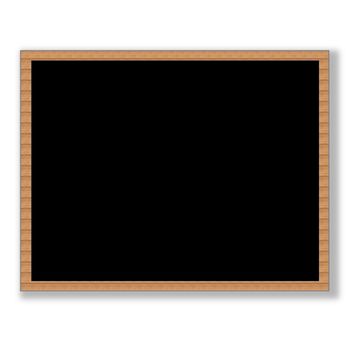 Blank black board with wooden frame and shadow in white background