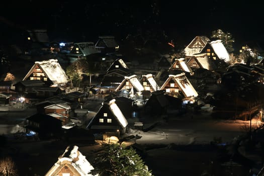 World Heritage, Light up of Shirakawago, Japan