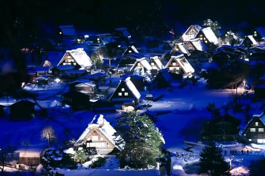 World Heritage, Light up of Shirakawago, Japan