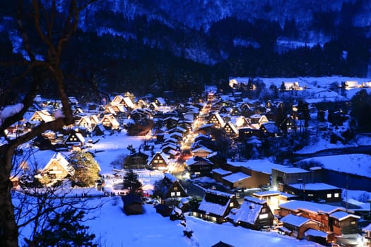 World Heritage, Light up of Shirakawago, Japan