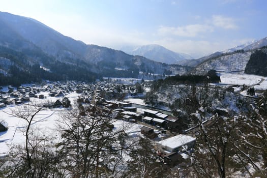 View from the Shiroyama Viewpoint at Gassho-zukuri Village, Shirakawago, Japan