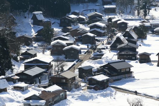 View from the Shiroyama Viewpoint at Gassho-zukuri Village, Shirakawago, Japan