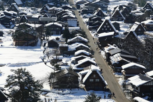 View from the Shiroyama Viewpoint at Gassho-zukuri Village, Shirakawago, Japan