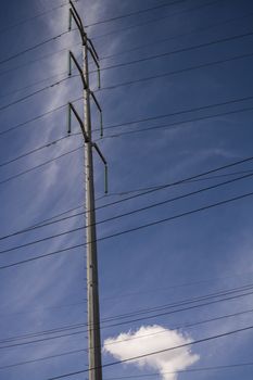 Tower with a nice blue backround sky an cables