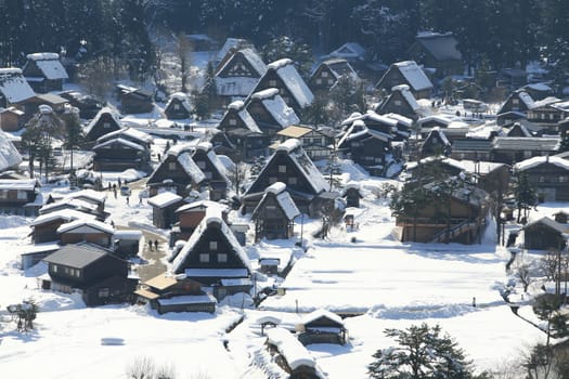 View from the Shiroyama Viewpoint at Gassho-zukuri Village, Shirakawago, Japan