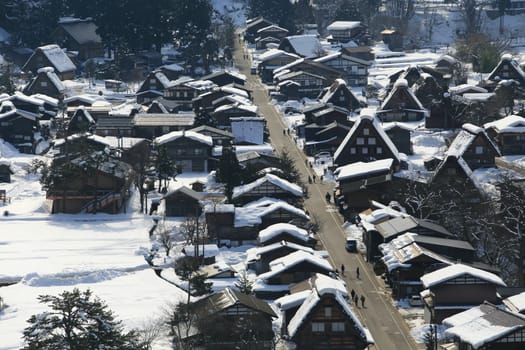 View from the Shiroyama Viewpoint at Gassho-zukuri Village, Shirakawago, Japan