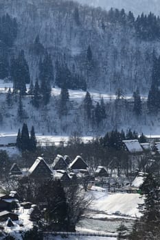 View from the Shiroyama Viewpoint at Gassho-zukuri Village, Shirakawago, Japan