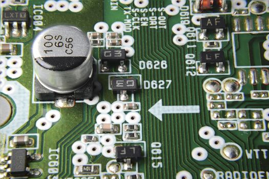 Circuit board with chips and capacitor