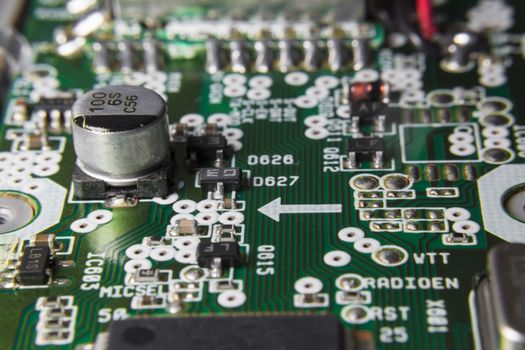 Circuit board with chips and capacitor