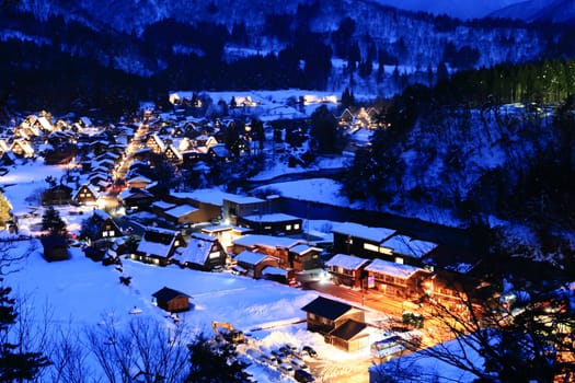 World Heritage, Light up of Shirakawago, Japan