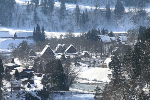 View from the Shiroyama Viewpoint at Gassho-zukuri Village, Shirakawago, Japan