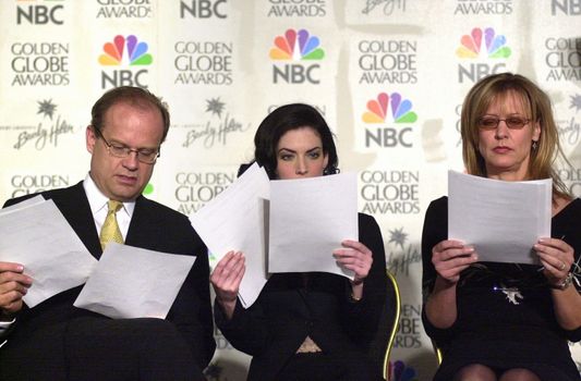 Kelsey Grammer, Lara Flynn Boyle, Christine Lahti at the 2000 Golden Globe Nominations Announcement, Beverly Hills, 12-21-00