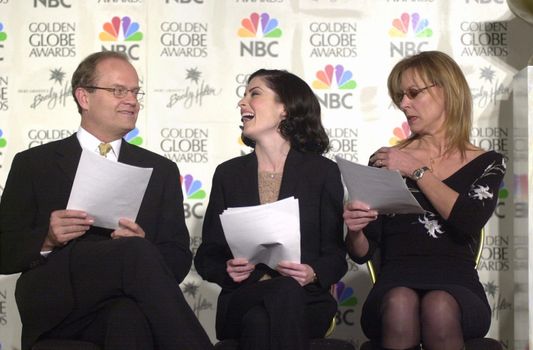 Kelsey Grammer, Lara Flynn Boyle, Christine Lahti at the 2000 Golden Globe Nominations Announcement, Beverly Hills, 12-21-00