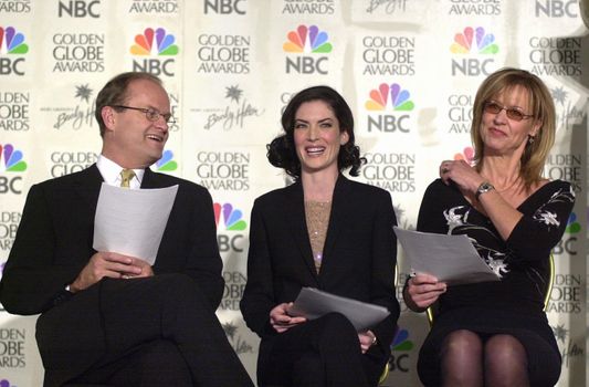 Kelsey Grammer, Lara Flynn Boyle, Christine Lahti at the 2000 Golden Globe Nominations Announcement, Beverly Hills, 12-21-00