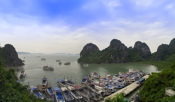 Ships in Halong Bay.  Ha Long Bay, Vietnam.