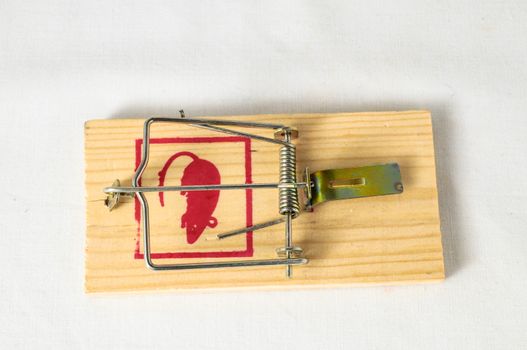 Wooden Mouse Trap on a White Background