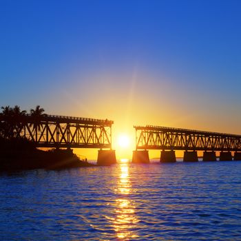 Colorful sunset with famous broken bridge, Keay West