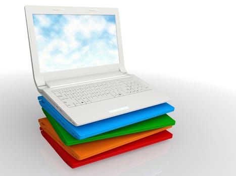 Set modern notebook, laptop from multi-coloured plastic 3d