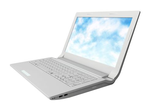 Modern notebook, laptop from white plastic 3d