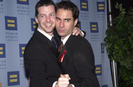 Sean Hayes and Eric McCormack at the Human Rights Campaign Gala, 02-19-00