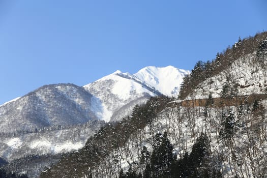 snow covered mountain in Takayama japan