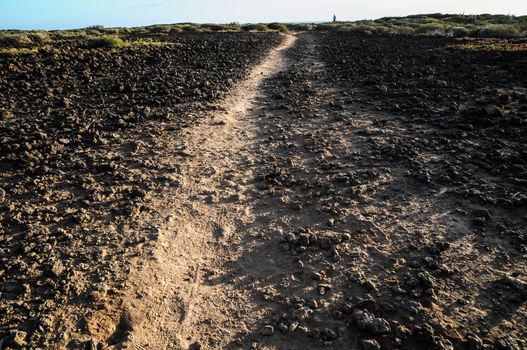 Dirt Road through the Desert in Tenerife Island Spain
