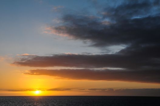 Sun Setting on the Atlantic Ocean in Tenerife Canary Island Spain