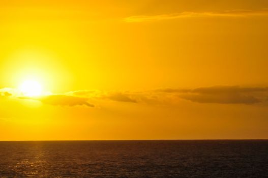 Sun Setting on the Atlantic Ocean in Tenerife Canary Island Spain