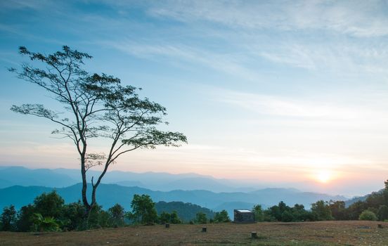 Majestic sunset in the mountains landscape at National mother Thailand