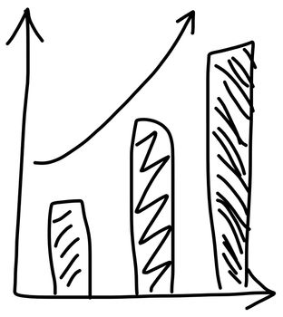Drawing finance business graph on white background