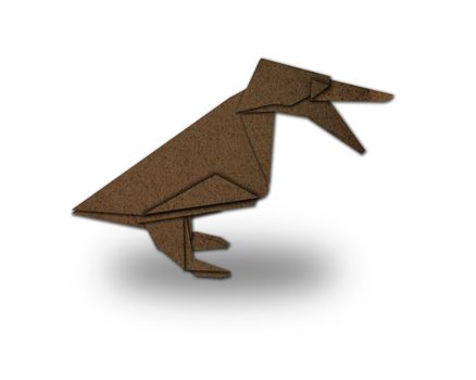 origami duckling made of paper on white background