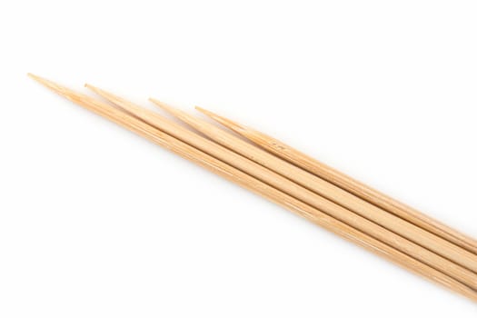 Bamboo toothpicks isolated and on white background