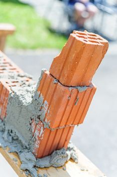 Broken bricks with to much grout on it