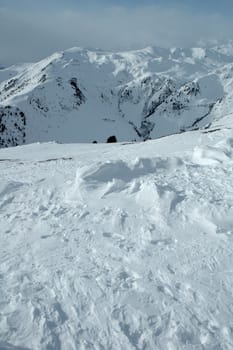 Snow and peaks in Austria nearby Kaltenbach in Zillertal valley