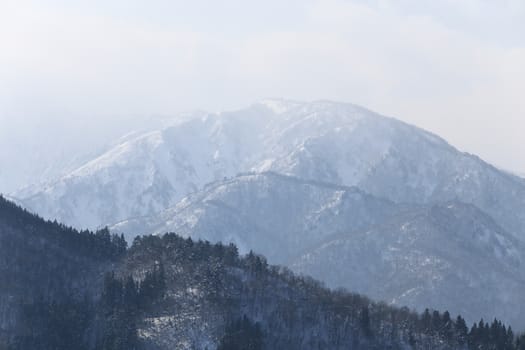 snow covered mountain in Takayama japan