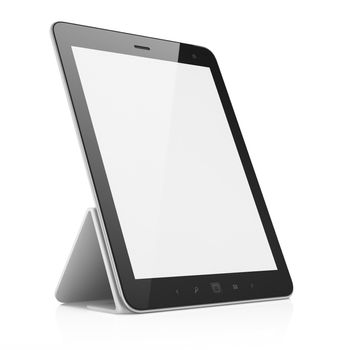 Black abstract tablet pc on white background, 3d render