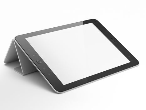 Black abstract tablet computer (pc) on white background, 3d render