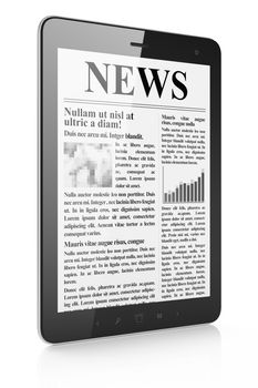 Digital news on tablet pc computer screen, 3d render