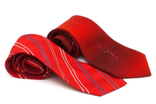 two red necktie on a white background