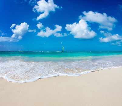 beautiful blue caribbean sea beach