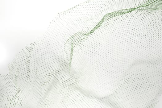 Closeup of abstract fishnet on white background.Green tone