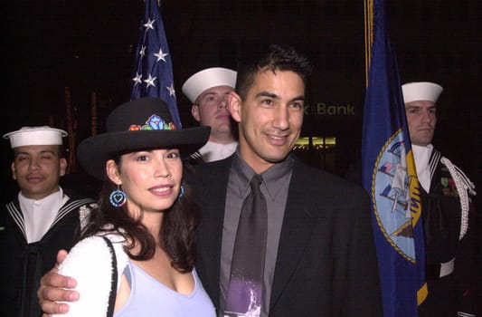 Randy Vasquez and Kateri Walker at the JAG 100th Episode Party, Spago, 02-07-00