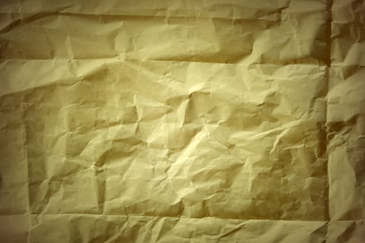 Closeup of brown wrinkled paper texture background