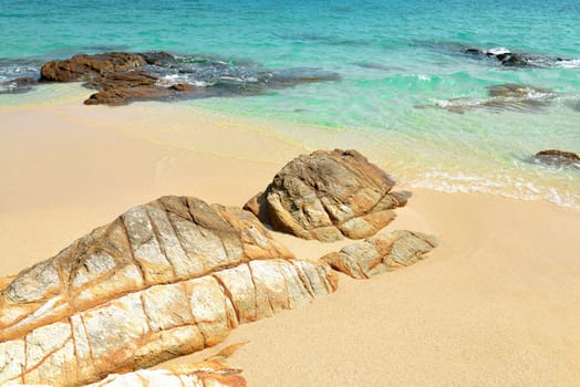 Sand beach with rocks. Koh Samet - Khao Laem Ya National Park, Rayong, Gulf of Thailand coast