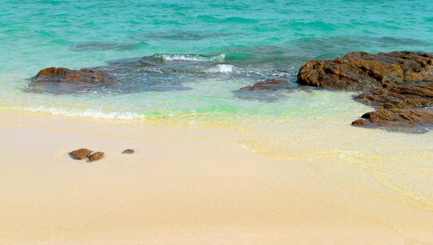 Sand beach with rocks. Koh Samet - Khao Laem Ya National Park, Rayong, Gulf of Thailand coast