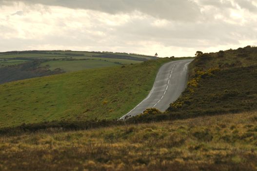 Road crossing the moors at Exmoor