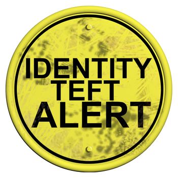 warning sign isolated on white with word Identity Theft alert