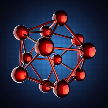 Atom model on blue background