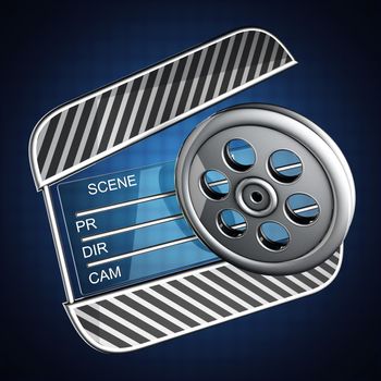 cinema clap on blue background