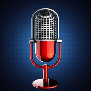 Retro microphone on blue background